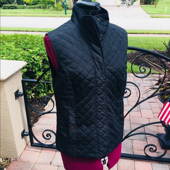 Nine West Black Quilted Outdoor Vest Sz 